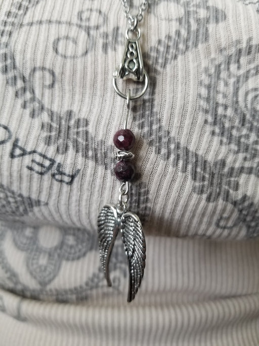 Angel Feathers Gem Design necklace Wilhelmina Creations