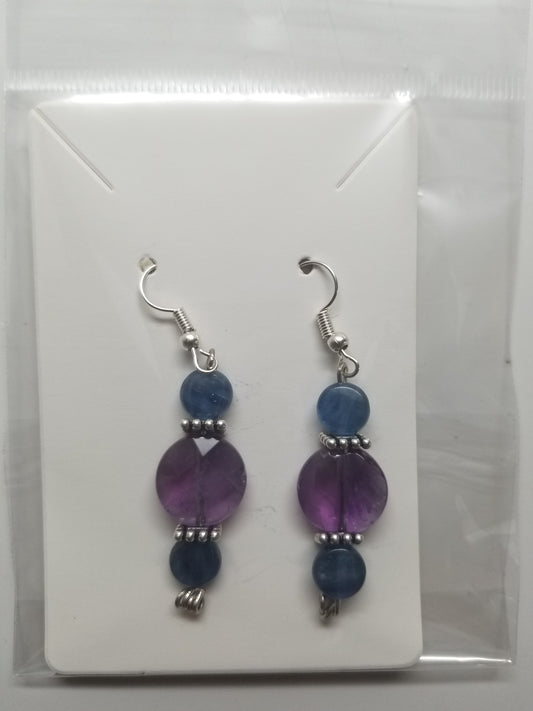 Amethyst & blue kyanite Earrings by Wilhelmina Creations