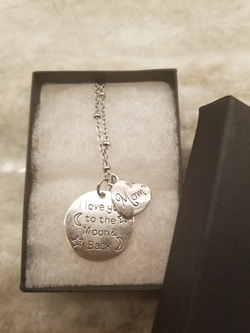 Mom, Love You to the Moon and Back Design Wilhelmina Creations necklace