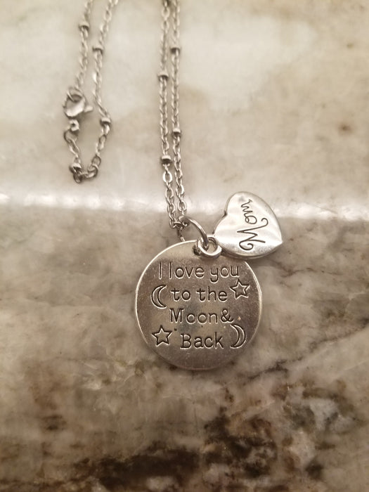 Mom, Love You to the Moon and Back Design Wilhelmina Creations necklace