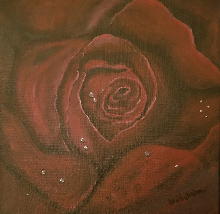 Rose, original acrylic painting by Wilhelmina